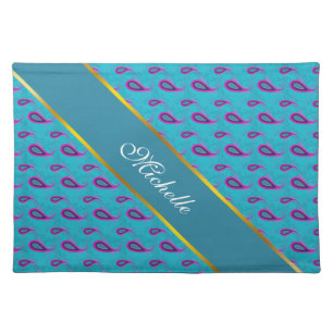 Peacock Blue Paisley Cloth Placemat