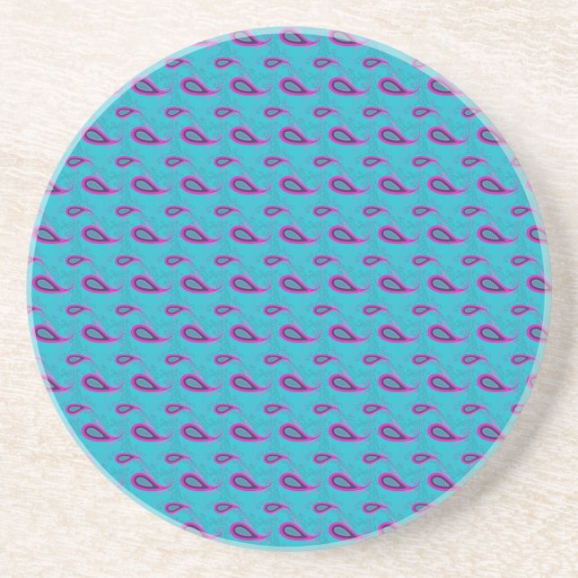 Peacock Blue Paisley Coaster (Front)