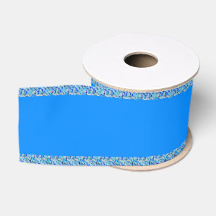 Peacock Blue Patterned Grosgrain Ribbon