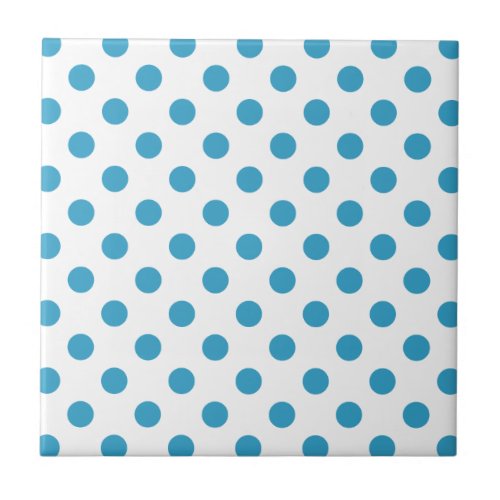 Peacock Blue Polka Dots Circles Ceramic Tile