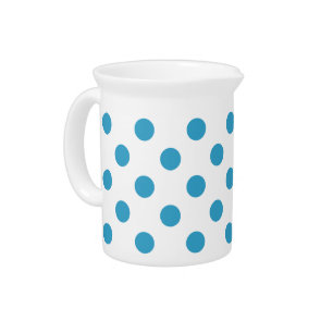 Peacock Blue Polka Dots Circles Drink Pitcher