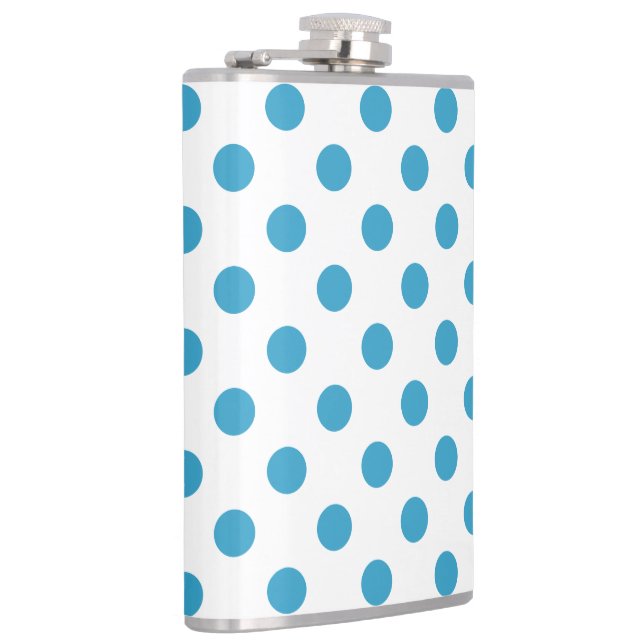 Peacock Blue Polka Dots Circles Flask (Right)
