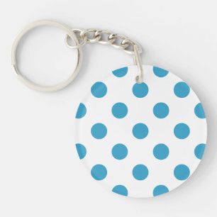 Peacock Blue Polka Dots Circles Keychain