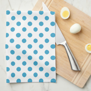 Peacock Blue Polka Dots Circles Kitchen Towel