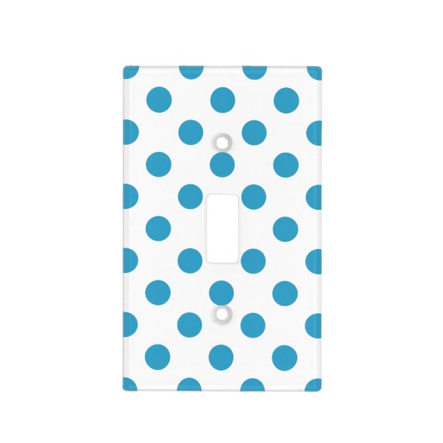 Peacock Blue Polka Dots Circles Light Switch Cover (Front)