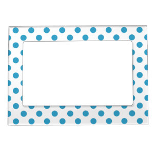 Peacock Blue Polka Dots Circles Magnetic Photo Frame