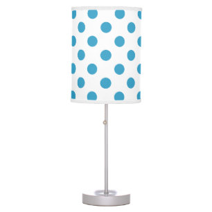 Peacock Blue Polka Dots Circles Table Lamp