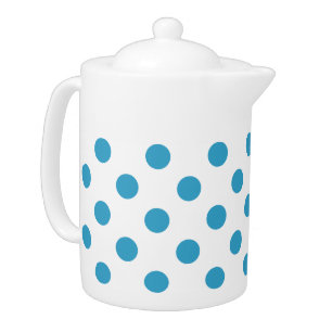 Peacock Blue Polka Dots Circles Teapot