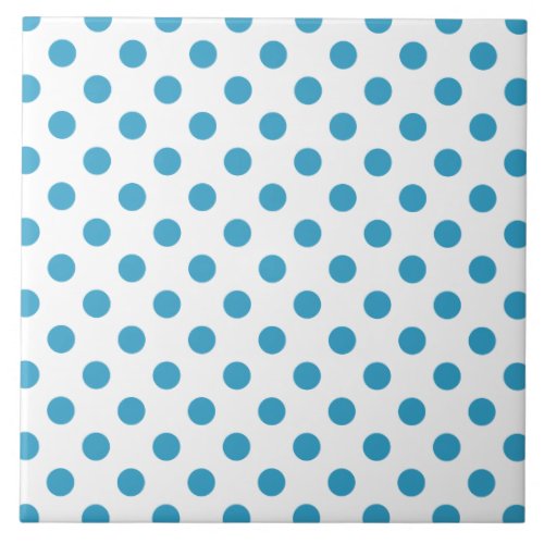 Peacock Blue Polka Dots Circles Tile