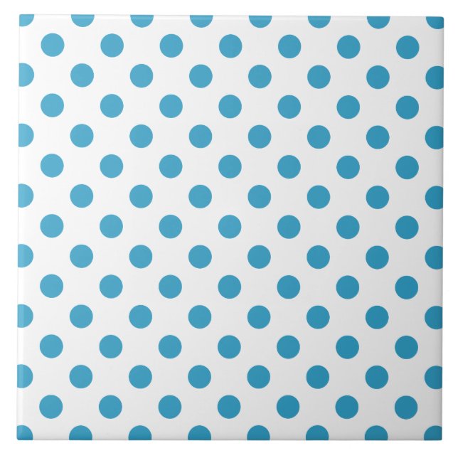 Peacock Blue Polka Dots Circles Tile (Front)