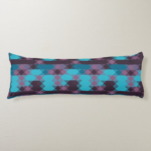 peacock blue, purple, topaz blue and thunder body pillow (Front)