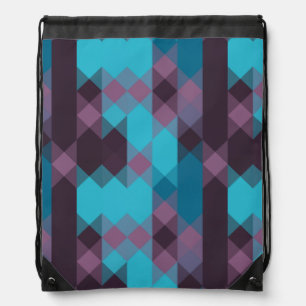peacock blue, purple, topaz blue and thunder drawstring bag