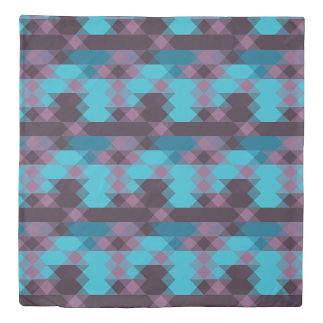 peacock blue, purple, topaz blue and thunder duvet cover (Front)