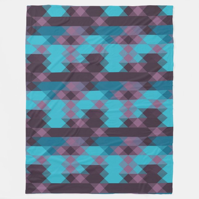 peacock blue, purple, topaz blue and thunder fleece blanket (Front)