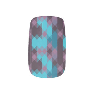 peacock blue, purple, topaz blue and thunder minx nail art