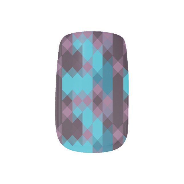 peacock blue, purple, topaz blue and thunder minx nail art (Left Thumb)
