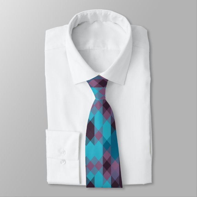 peacock blue, purple, topaz blue and thunder neck tie (Tied)