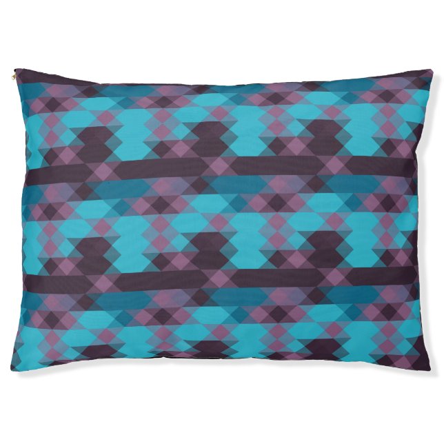 peacock blue, purple, topaz blue and thunder pet bed (Front)