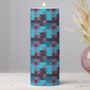 peacock blue, purple, topaz blue and thunder pillar candle