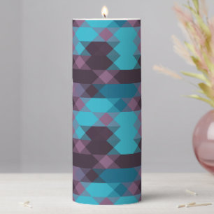 peacock blue, purple, topaz blue and thunder pillar candle