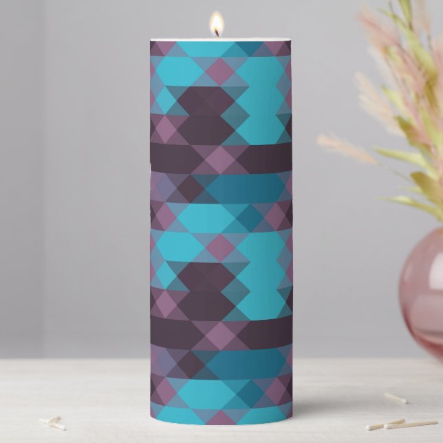 peacock blue, purple, topaz blue and thunder pillar candle (In Situ)