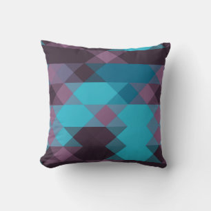 peacock blue, purple, topaz blue and thunder throw pillow