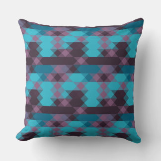 peacock blue, purple, topaz blue and thunder throw pillow