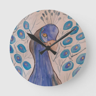 Peacock Blue Round Clock