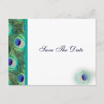 peacock blue  Save the Date Announcement Postcard