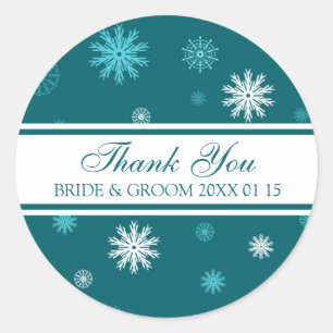 Peacock Blue Thank You Winter Wedding Favor Tags