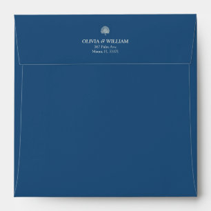 Peacock Blue Tropical Palm Square Wedding Envelope