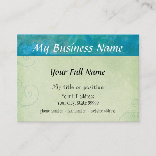 Peacock Blue, Two Sided Business Cards (Front)