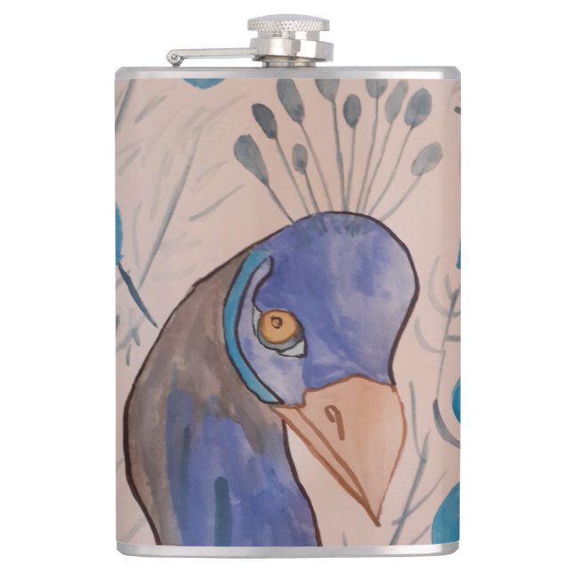 Peacock Blue Vinyl Wrap Flask (Front)
