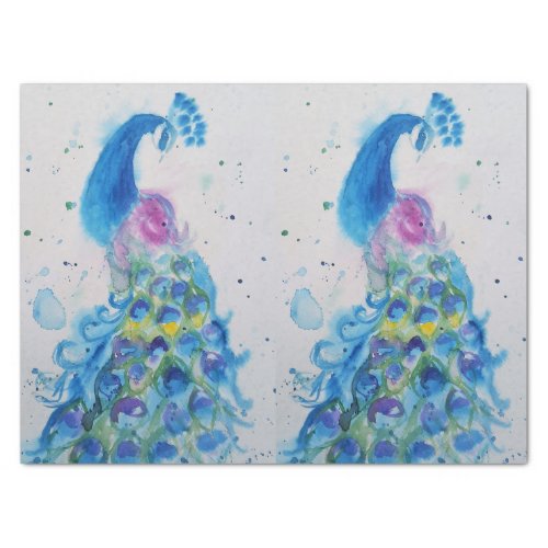 Peacock Blue Watercolor Painting Art Tissue Tissue Paper