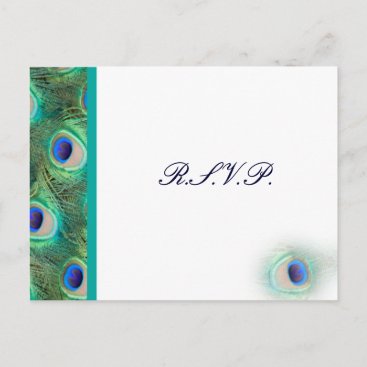 peacock blue  Wedding rsvp card