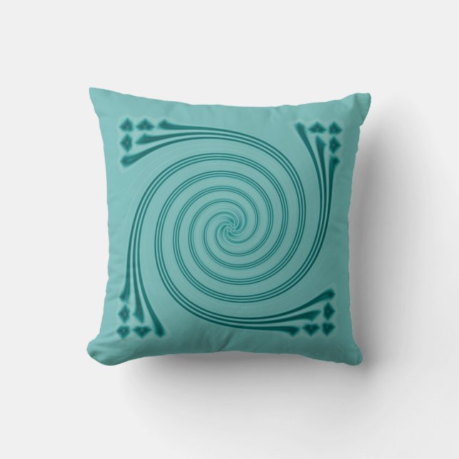 Peacock Blue Whirligig Pillow by Janz (Front)