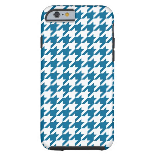 Peacock Blue White Houndstooth Pattern 2M Tough iPhone 6 Case