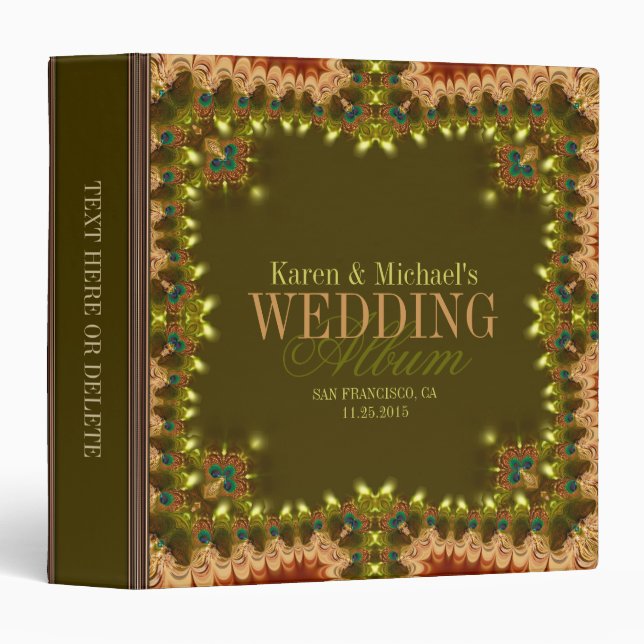 Peacock Bohemian Lace Wedding Album Binder (Front/Spine)