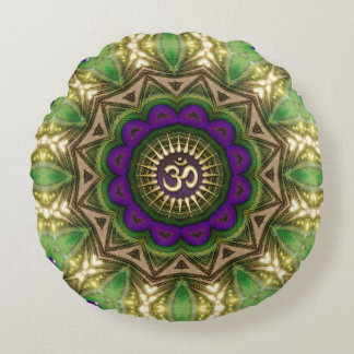 Peacock Bohemian Mandala OM Shanti Design #14 Round Pillow