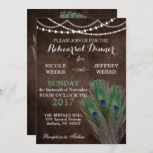 Peacock Boho Country Wood Rustic Wedding Invitation (Front/Back)
