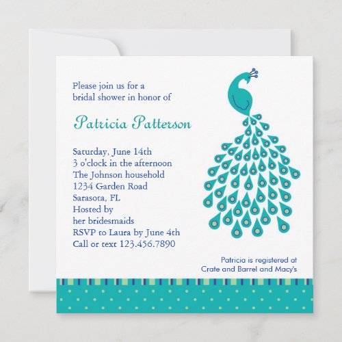 Peacock Bridal Shower Invitation