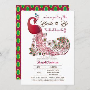 Peacock Bride 2 Be Struts Her Stuff Bridal Shower Invitation