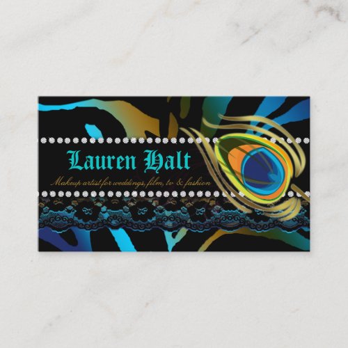 Peacock Business Card hair salon nail spa