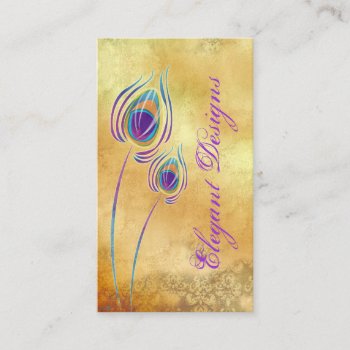 Peacock Business Purple Cream Vintage Damask Business Card by WeddingShop88 at Zazzle