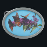 Peacock Butterflies on Buddleja Belt Buckle<br><div class="desc">This photo of these peacock butterflies on the Buddleja 'Ile de France' I took in my own garden.

You can choose your own background color.</div>