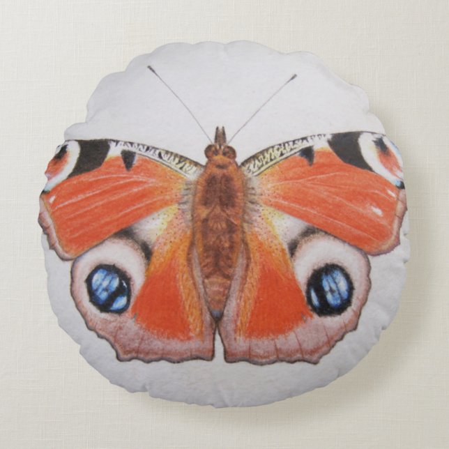 Peacock Butterfly 2012 Round Pillow (Front)