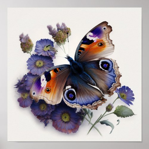 Peacock Butterfly Art Print Poster