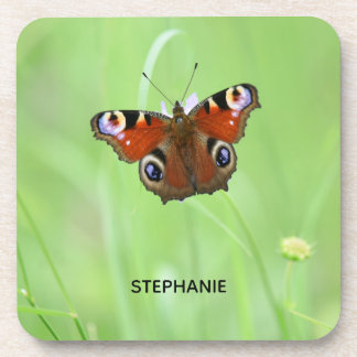 Peacock Butterfly Beverage Coaster