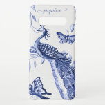 Peacock Butterfly Chinese Navy Blue White Vintage  Samsung Galaxy S10  Case<br><div class="desc">"Peacock Butterfly Chinese Navy Blue White Vintage Samsung Galaxy S10  Case."  New art inspired by vintage Chinese and Asian Influence antique pottery and tile designs.  Created by internationally licensed artist and designer,  Audrey Jeanne Roberts,  copyright.</div>