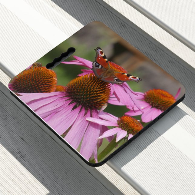 Peacock Butterfly on Coneflowers Seat Cushion (In Situ)